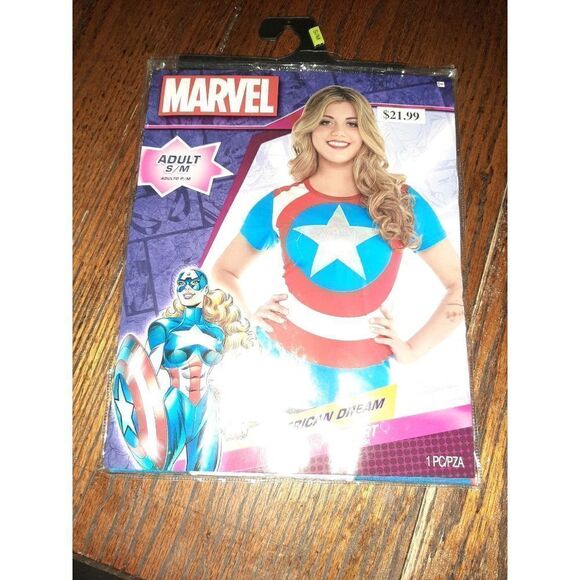 New S/M Marvel American Dream Short Sleeve Shirt Tee T-Shirt Halloween C… - Picture 1 of 3